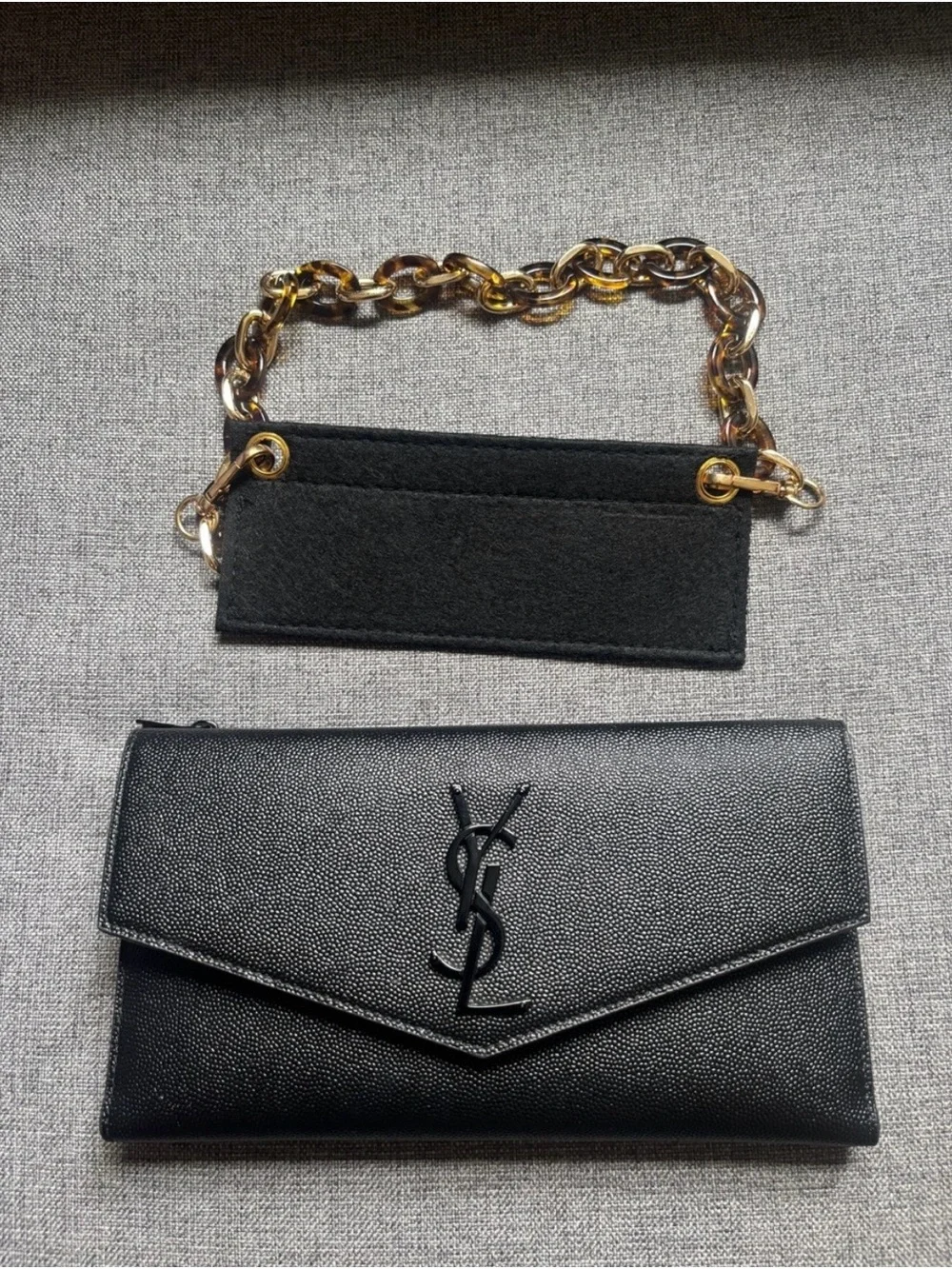 Yves Saint Laurent Black Leather Envelope Wallet